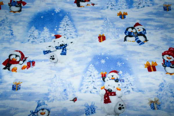 Designer-Baumwollstoff Snow what Fun Scenic (10 cm)